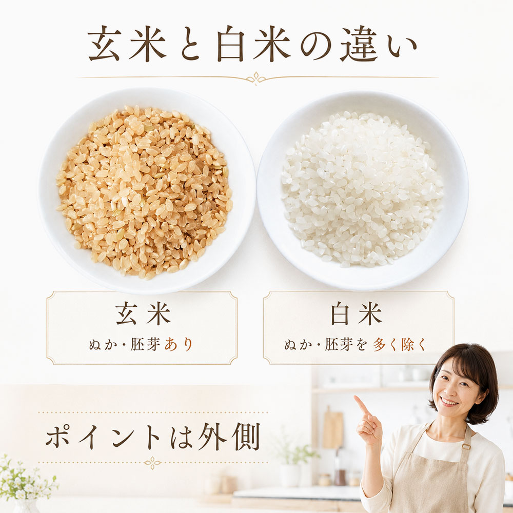 玄米と白米の違いを一覧表で比較