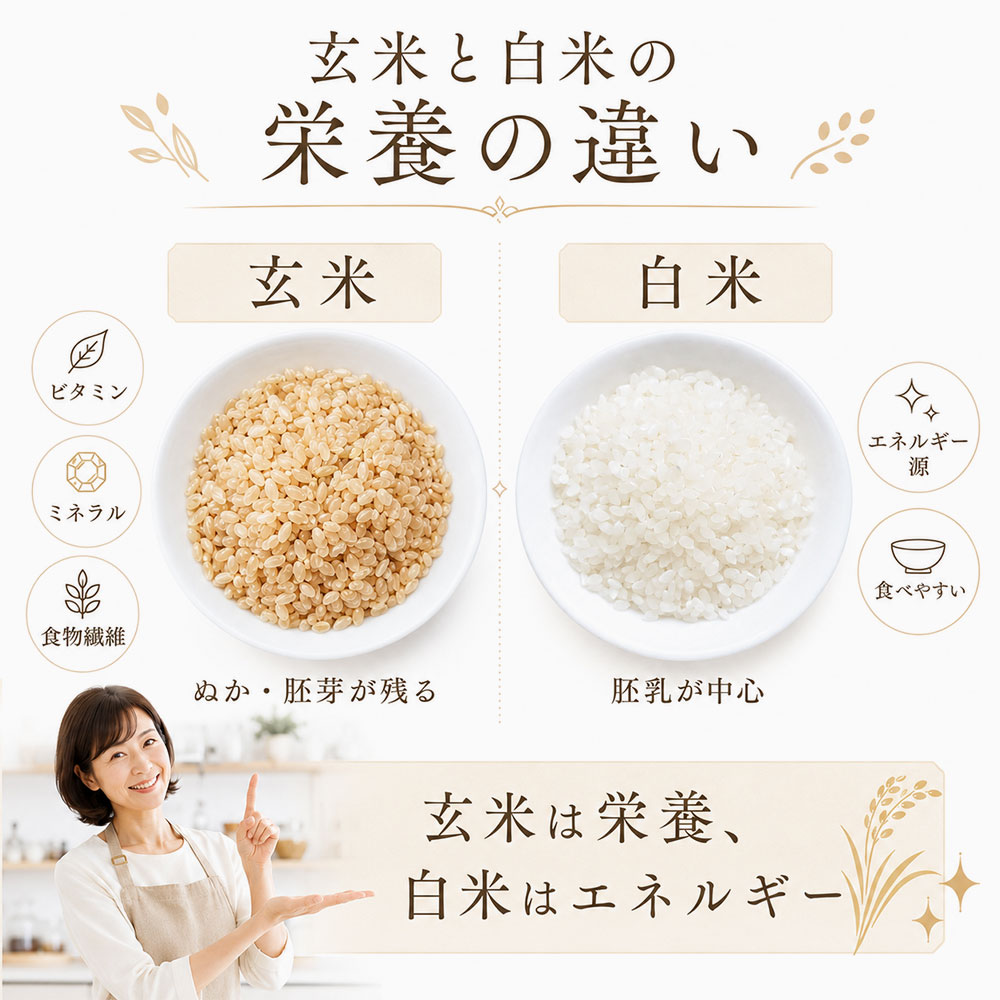 玄米と白米の違いを栄養成分で比較