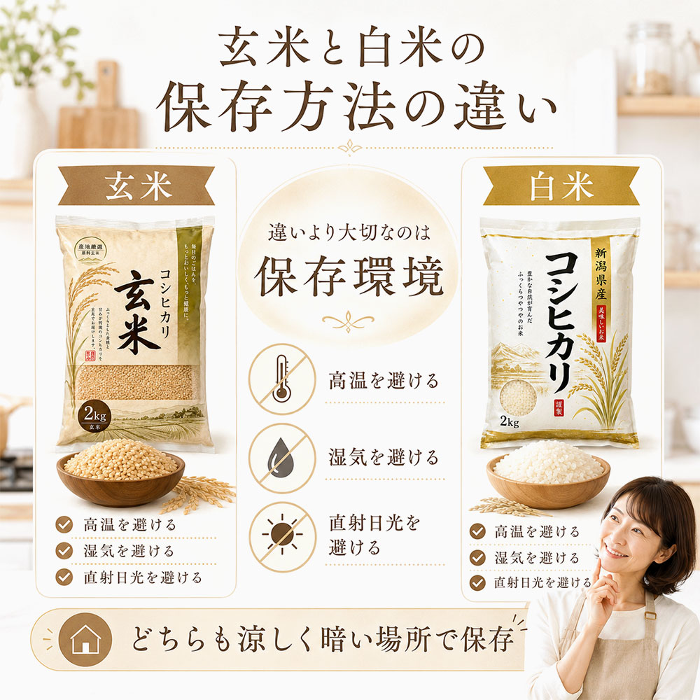 玄米と白米の保存方法の違い