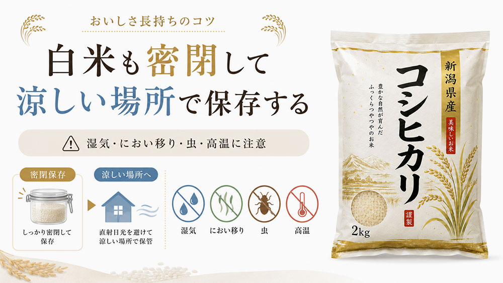 白米も密閉して涼しい場所で保存する
