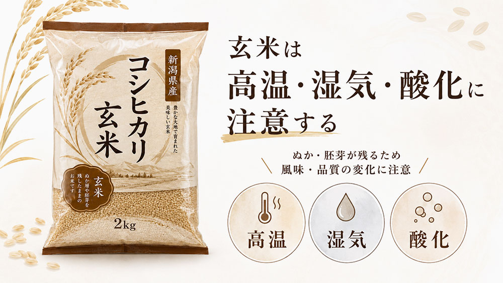 玄米は高温・湿気・酸化に注意する