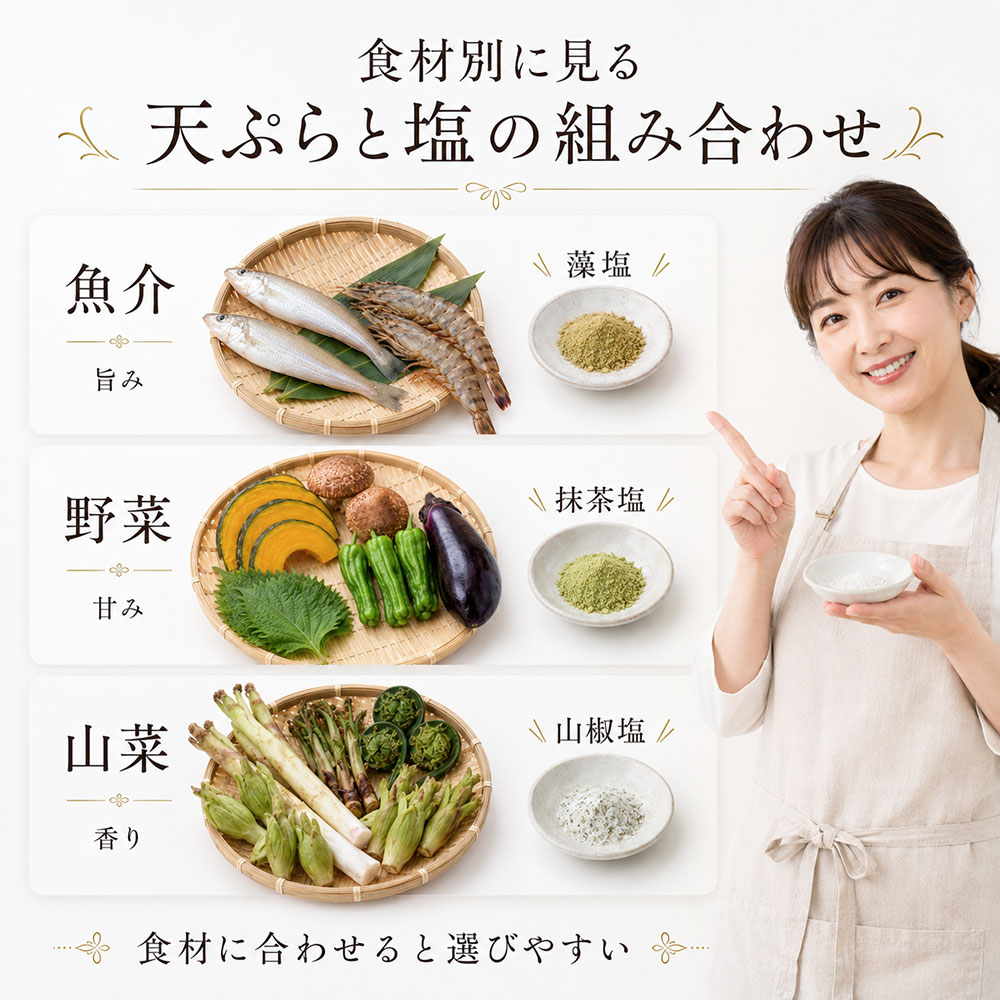 食材別に見る天ぷらと塩の組み合わせ