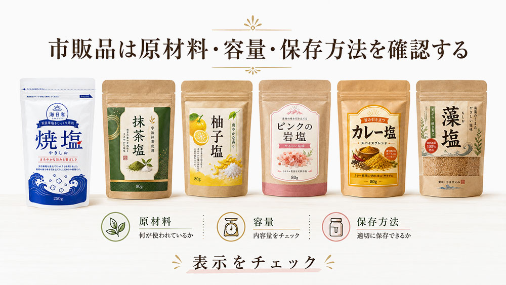 市販品は原材料・容量・保存方法を確認する