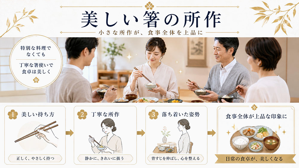 箸の所作が美しいと、食事全体が上品に見える