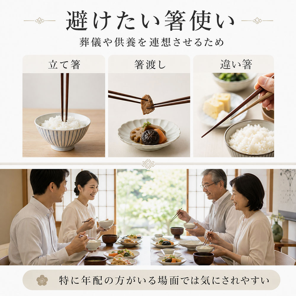 葬儀や供養を連想させる箸のマナー違反