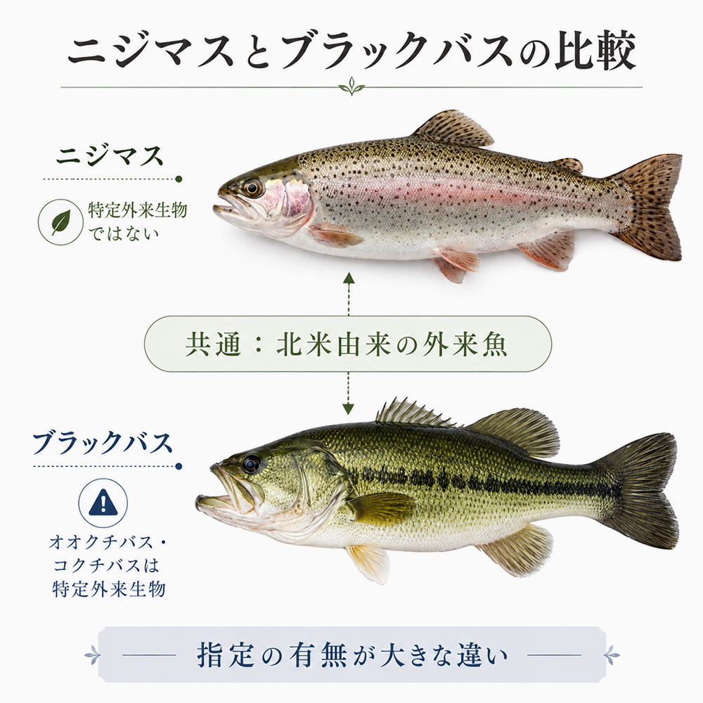ニジマスとブラックバスは何が違う？