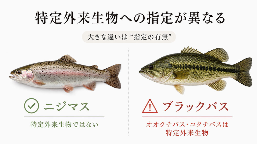 特定外来生物への指定が異なる