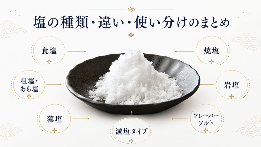 塩の種類・違い・使い分けのまとめ