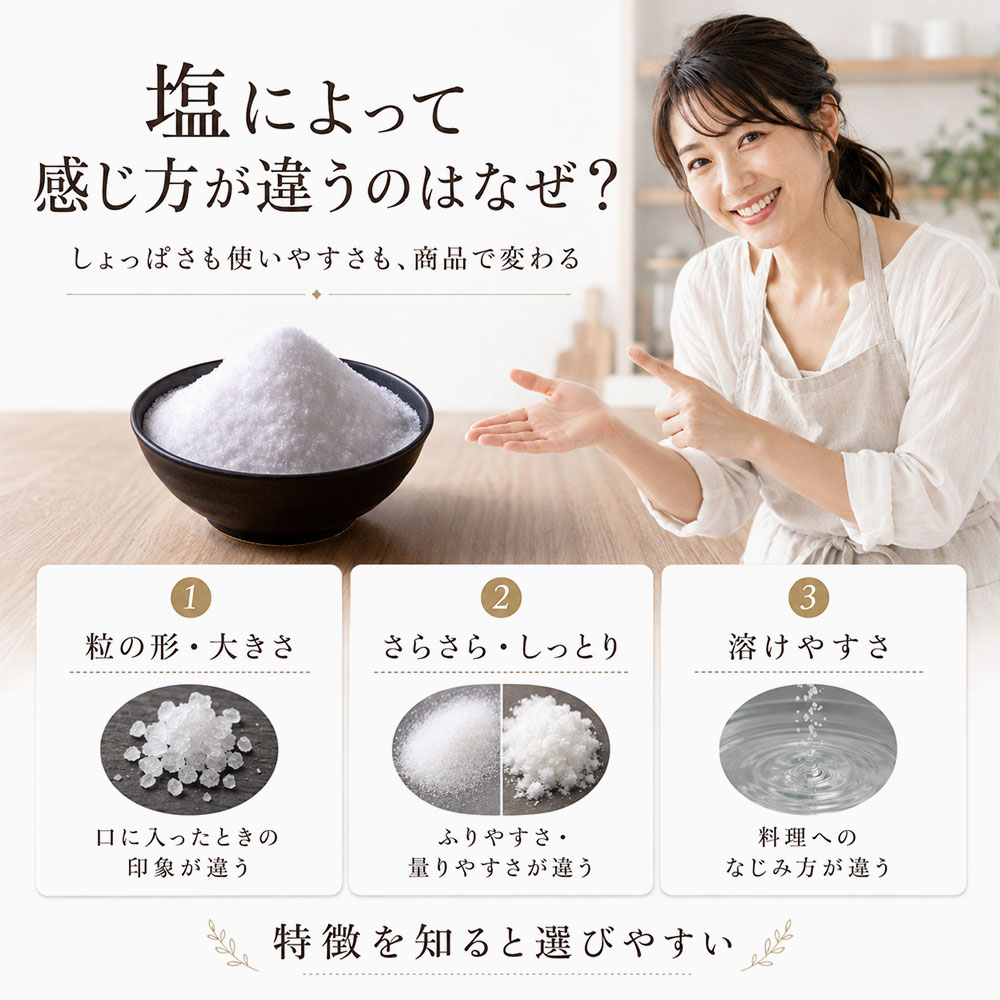 塩によって味の感じ方や使いやすさが違う理由