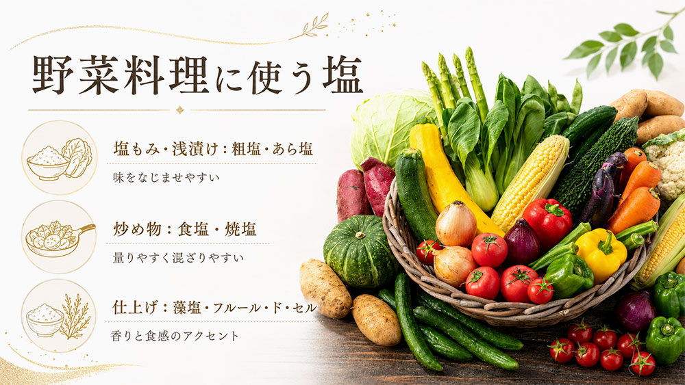 野菜料理に使う塩