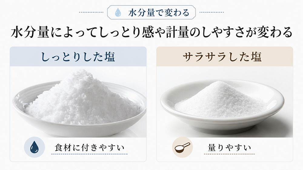 水分量によってしっとり感や計量のしやすさが変わる
