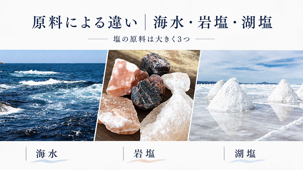 原料による違い|海水・岩塩・湖塩