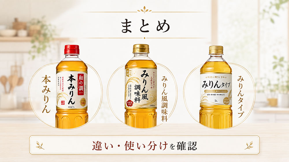 本みりん・みりん風調味料・みりんタイプの違いまとめ