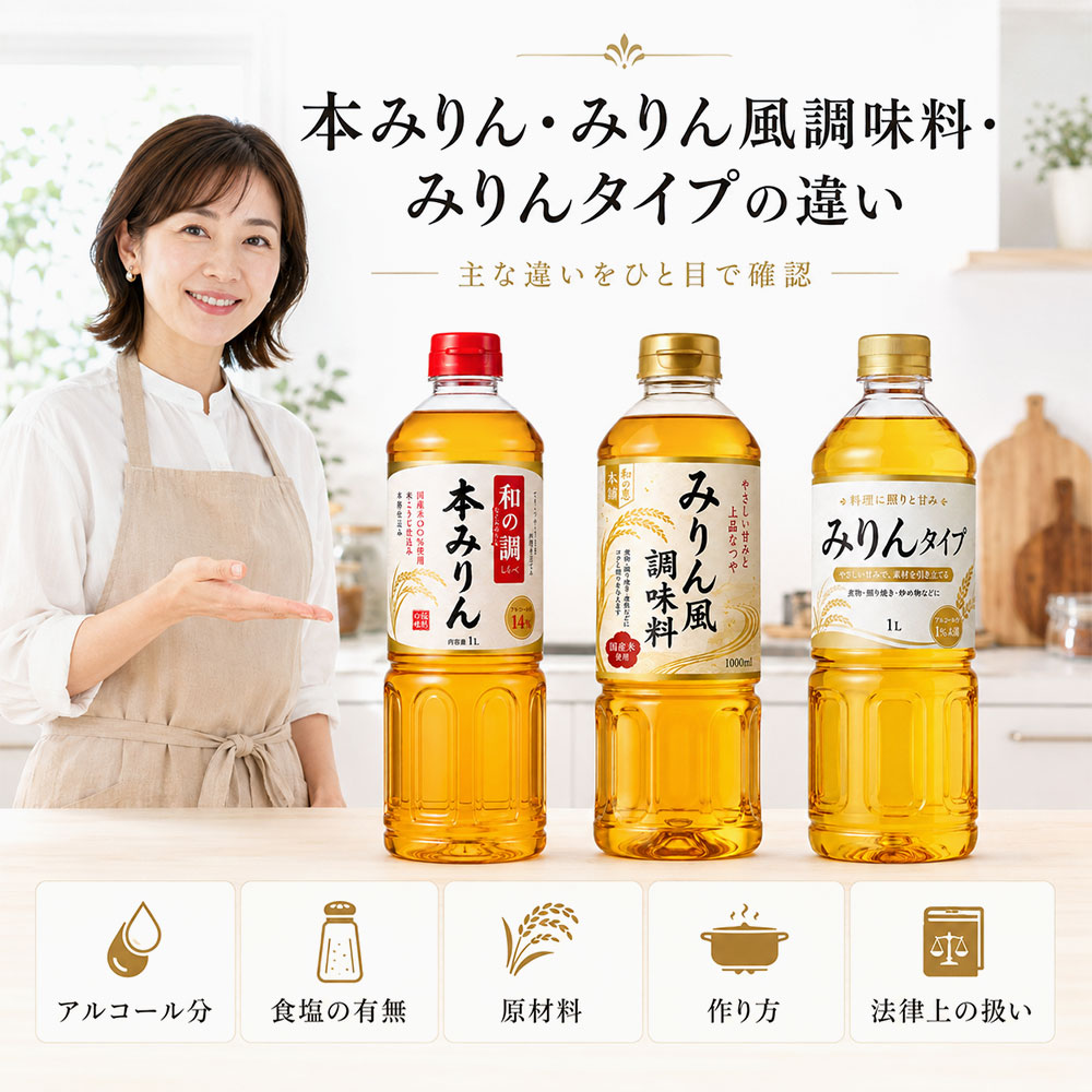 本みりん・みりん風調味料・みりんタイプの違いを比較