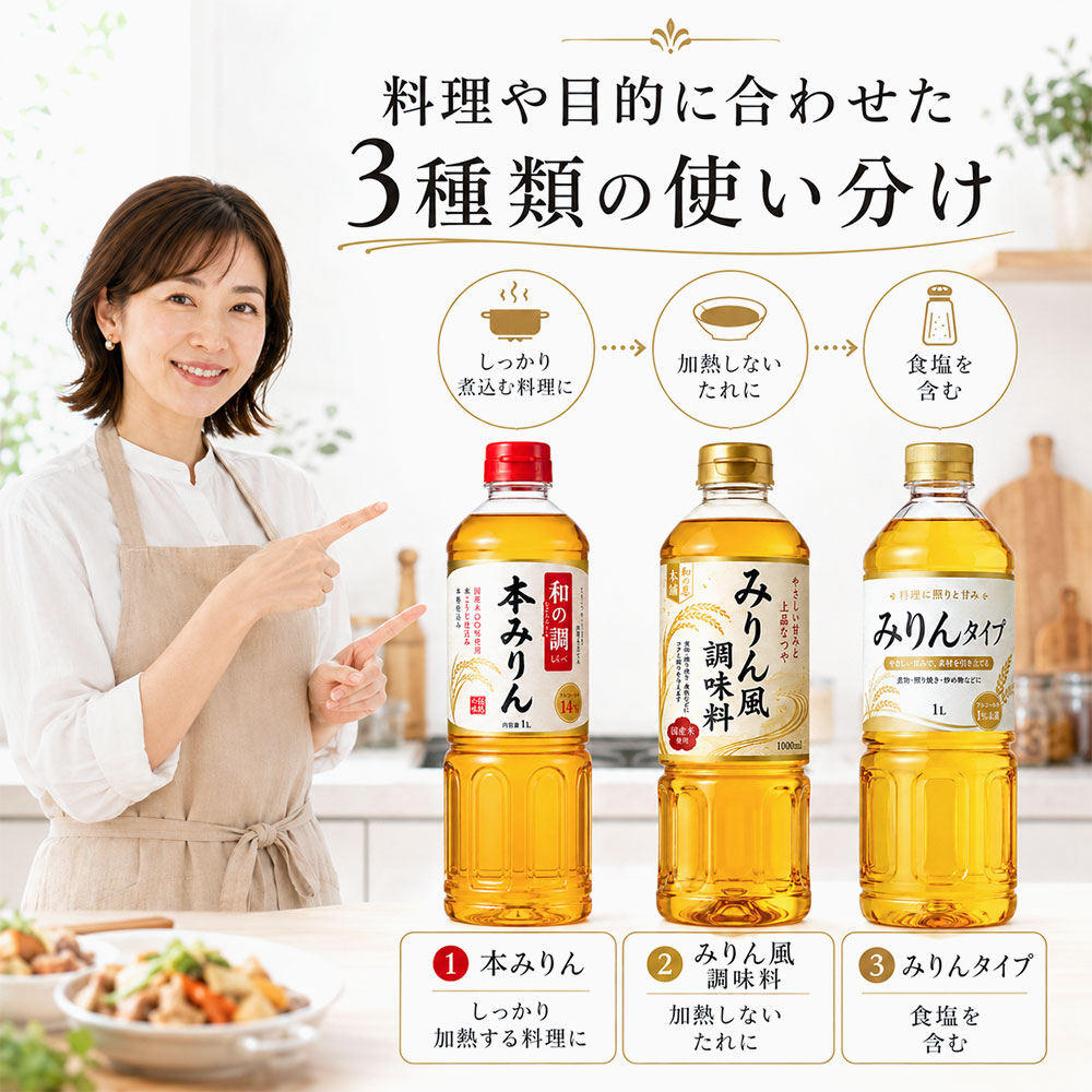 料理や目的に合わせた3種類の使い分け
