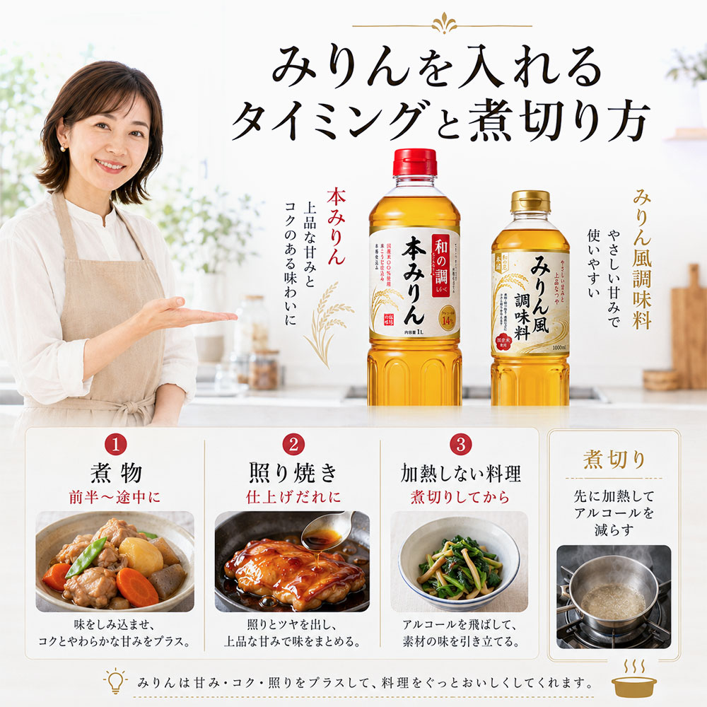 みりんを入れるタイミングと煮切り方