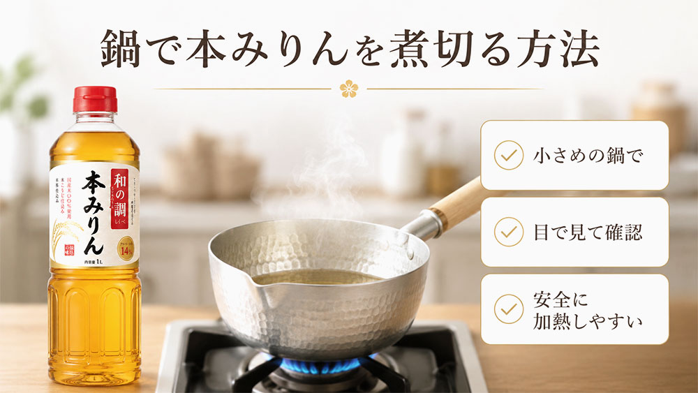 鍋で本みりんを煮切る方法