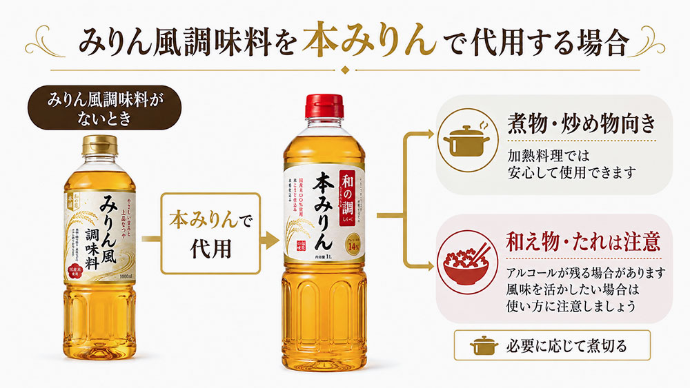 みりん風調味料を本みりんで代用する場合