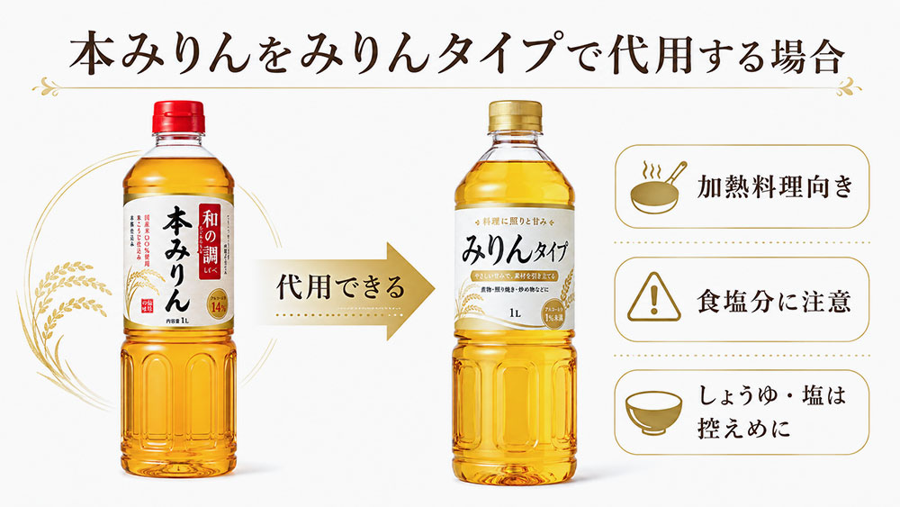 本みりんをみりんタイプで代用する場合