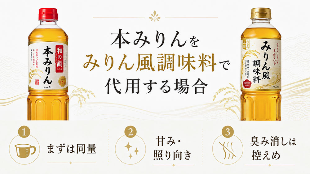本みりんをみりん風調味料で代用する場合