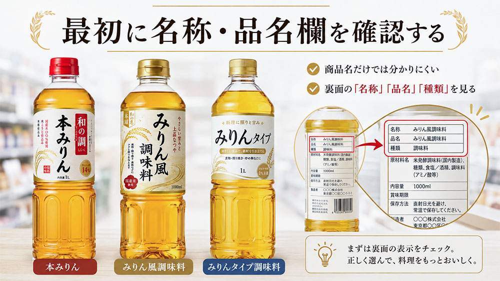 最初に名称・品名欄を確認する
