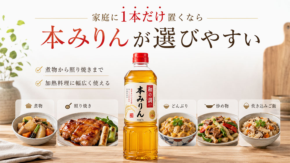 家庭に1本だけ置くなら本みりんが選びやすい