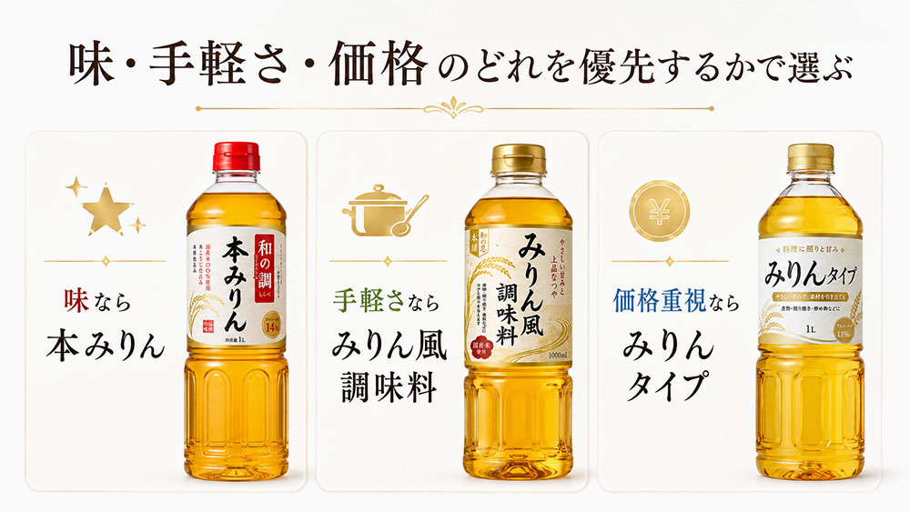 味・手軽さ・価格のどれを優先するかで選ぶ