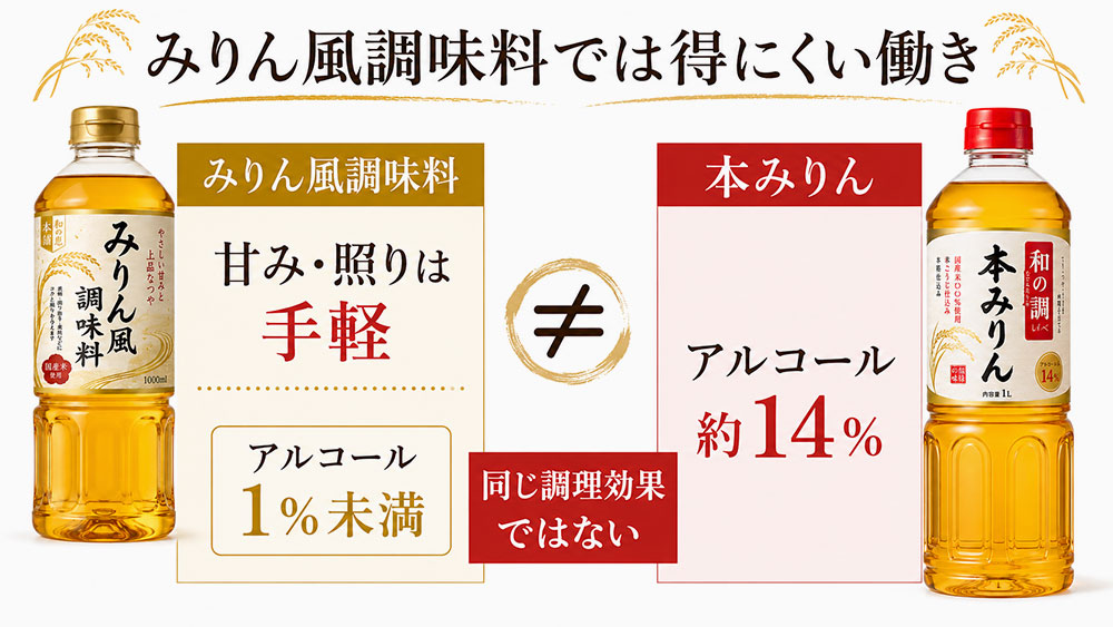 みりん風調味料では得にくい働き