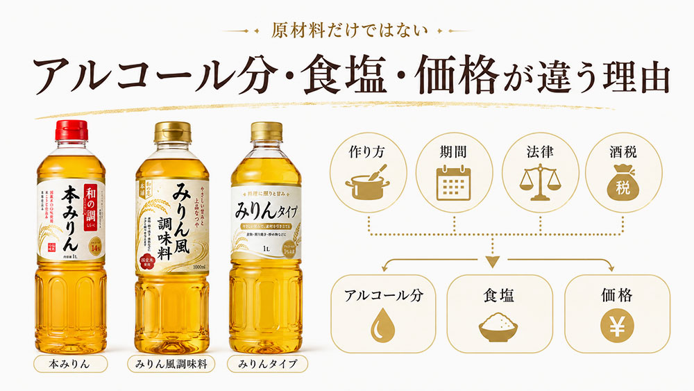 アルコール分・食塩・価格が違う理由