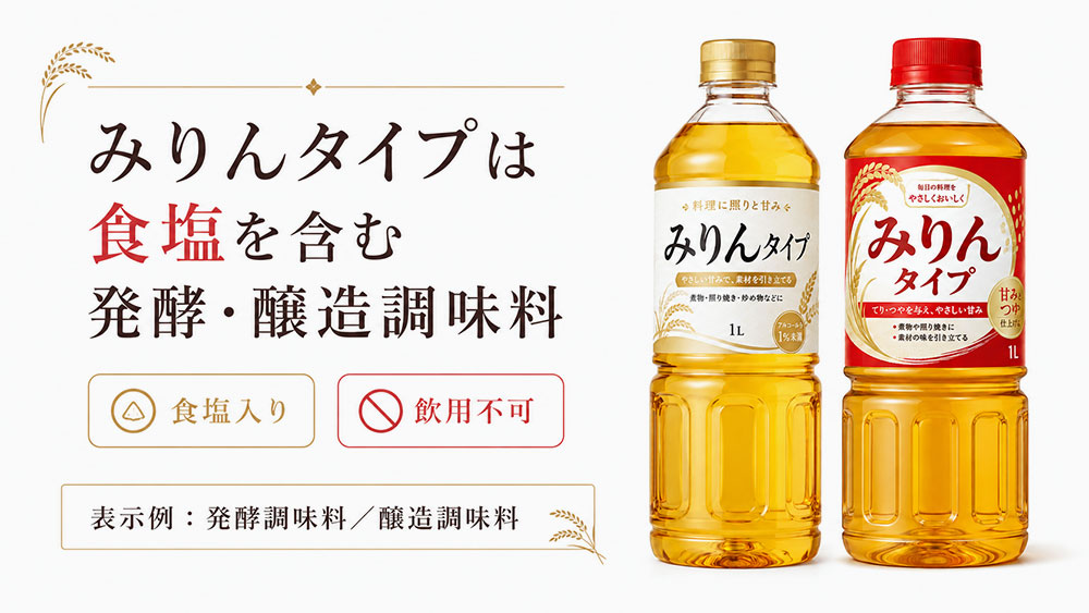 みりんタイプは食塩を含む発酵・醸造調味料
