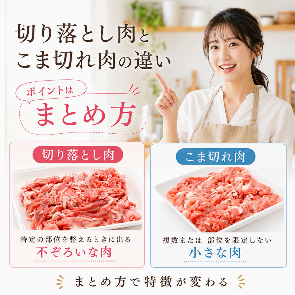 切り落とし肉とこま切れ肉の違いを比較