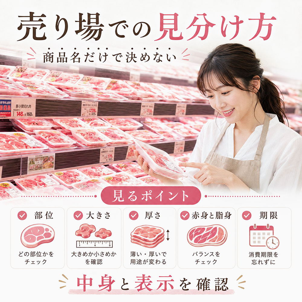 スーパーで切り落とし肉とこま切れ肉を選ぶポイント