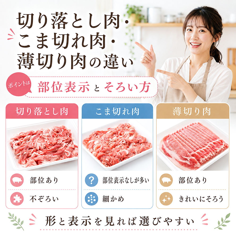 切り落とし肉・こま切れ肉・薄切り肉の違い