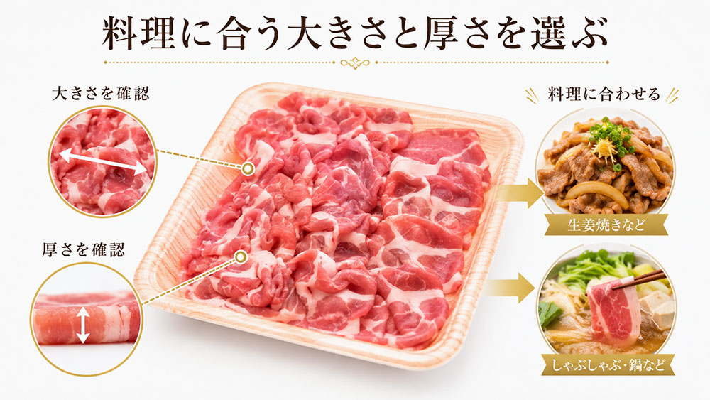 料理に合う大きさと厚さを選ぶ