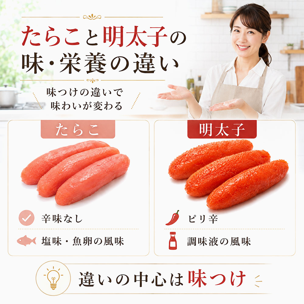 たらこと明太子の味・栄養の違い