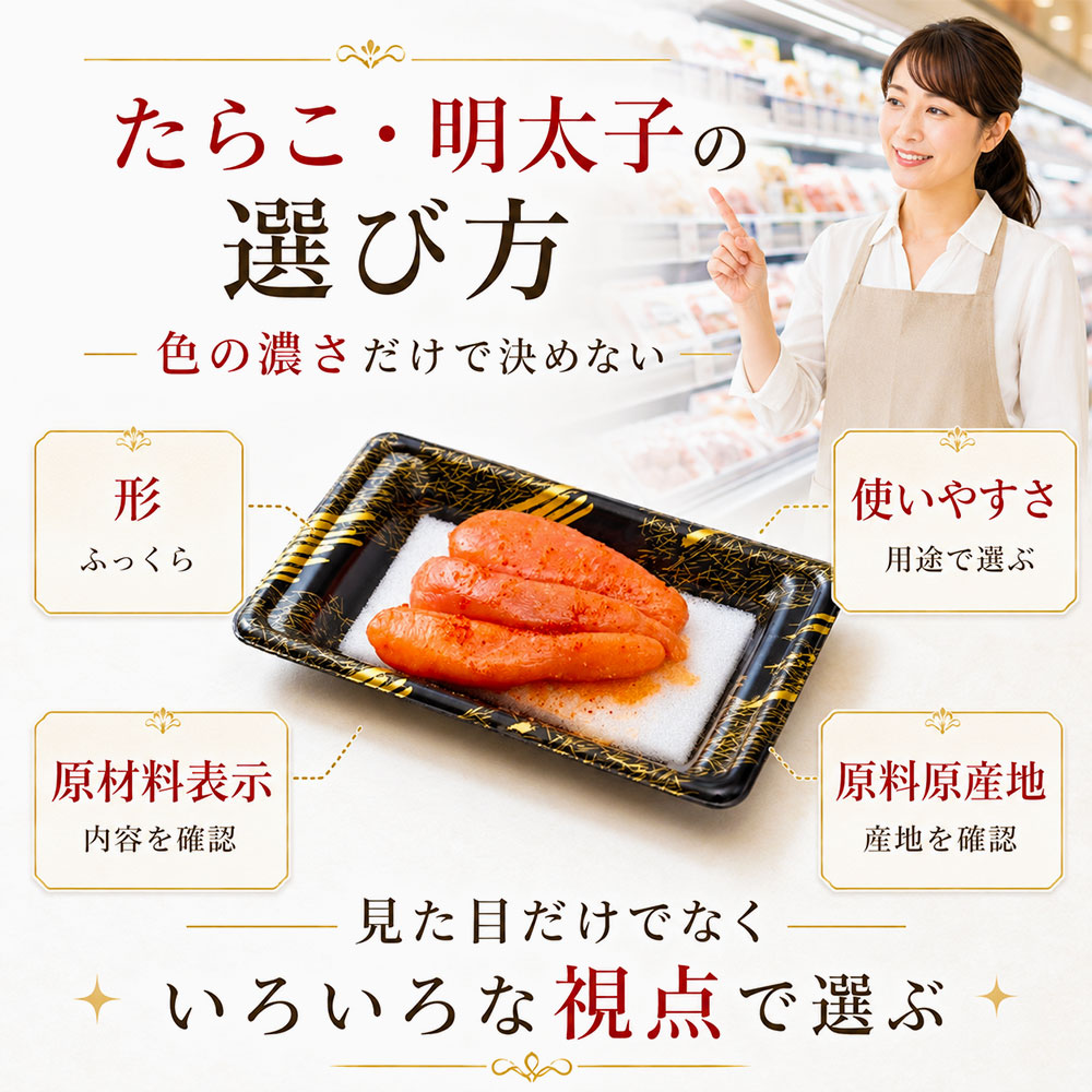 スーパーでのたらこ・明太子の選び方