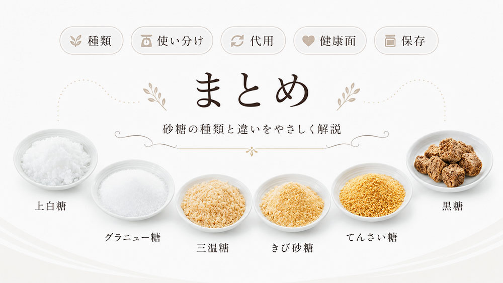 砂糖の種類と違い:まとめ