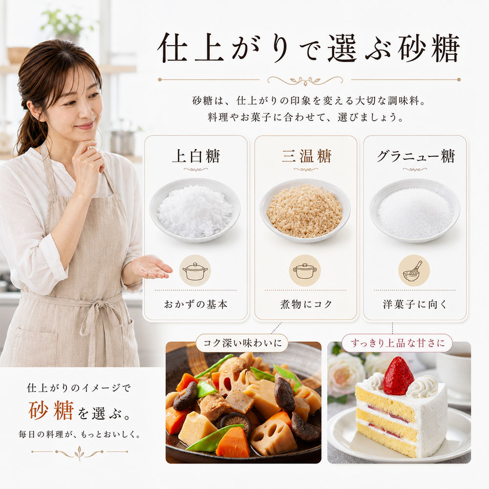 料理やお菓子に合う砂糖の使い分け