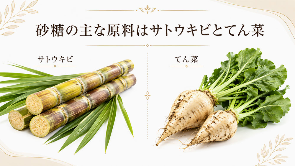 砂糖の主な原料はサトウキビとてん菜