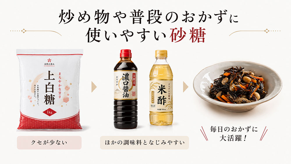 炒め物や普段のおかずに使いやすい砂糖