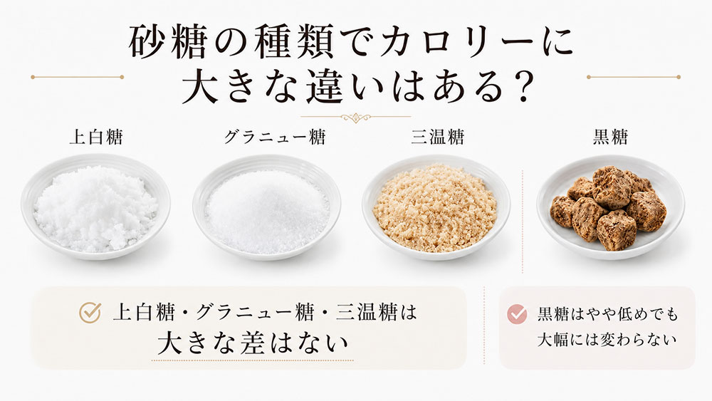 砂糖の種類でカロリーに大きな違いはある?
