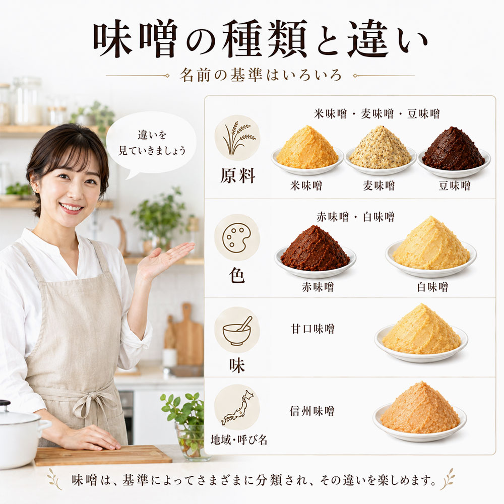 味噌の種類と違いを比較