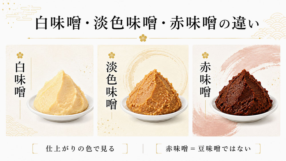 白味噌・淡色味噌・赤味噌の違い