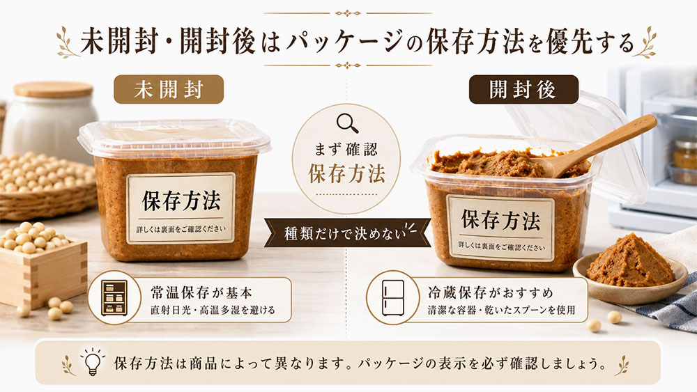 未開封・開封後はパッケージの保存方法を優先する