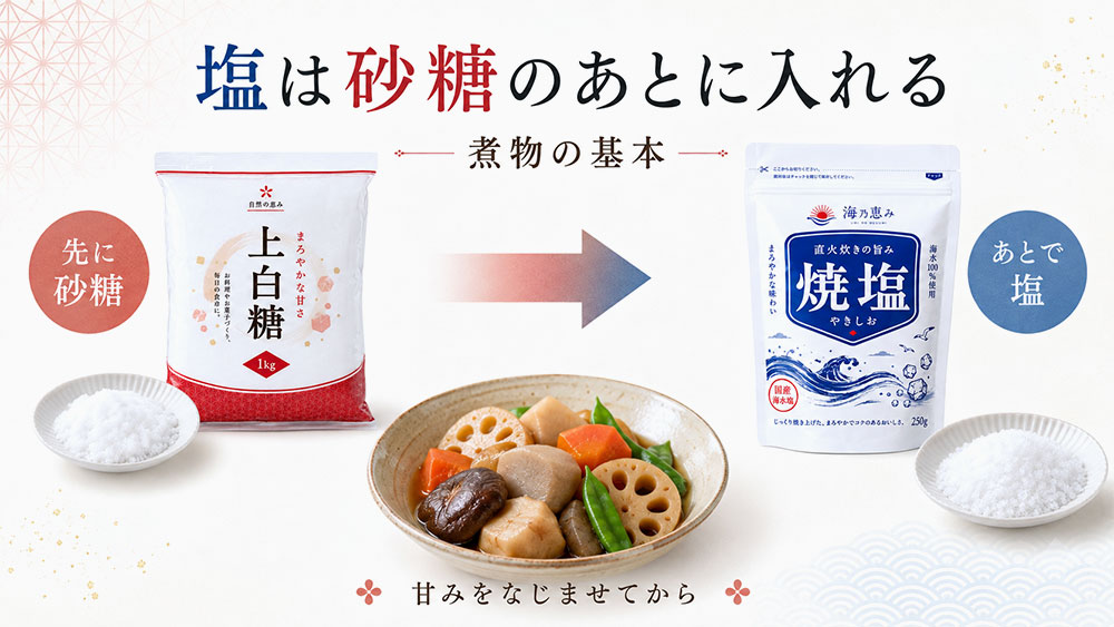 塩は砂糖のあとに入れる