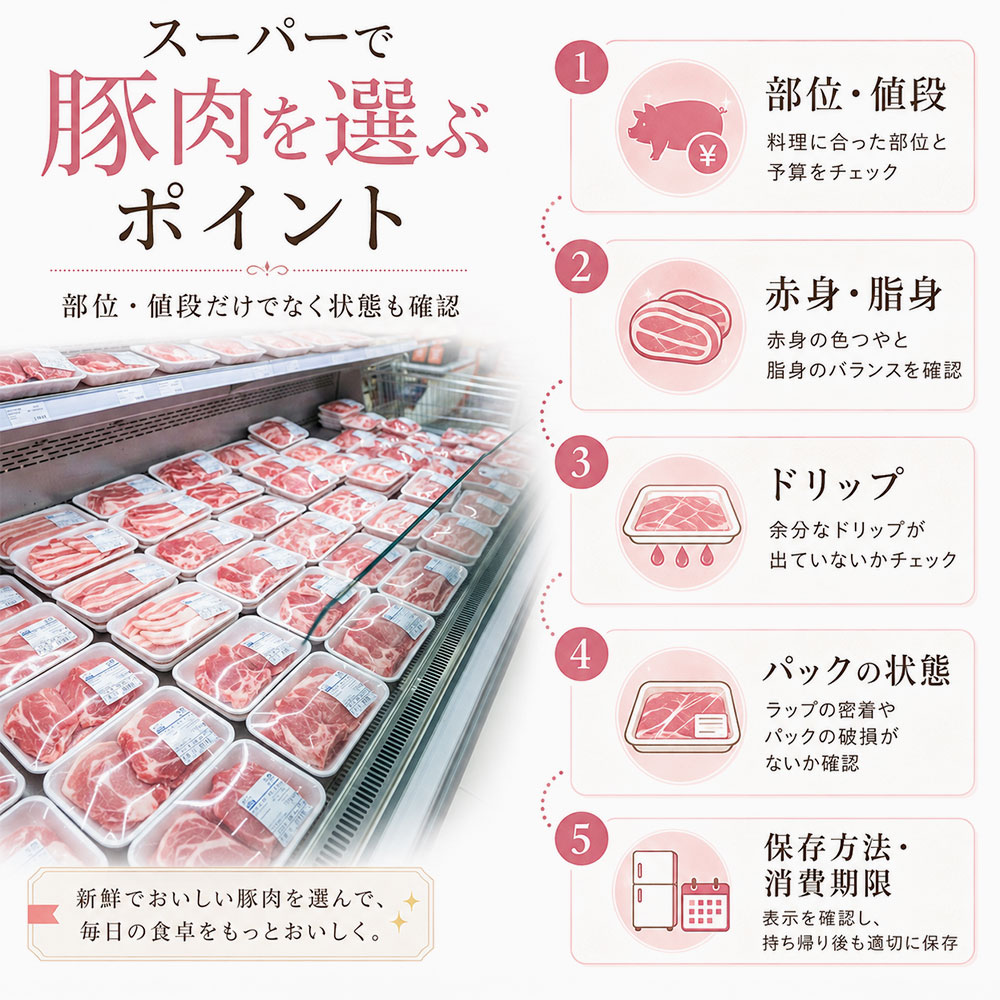 スーパーで豚肉を選ぶときのポイント