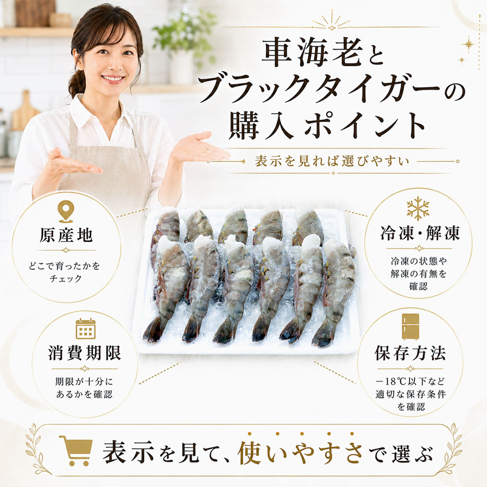車海老とブラックタイガーの選び方と購入時のポイント