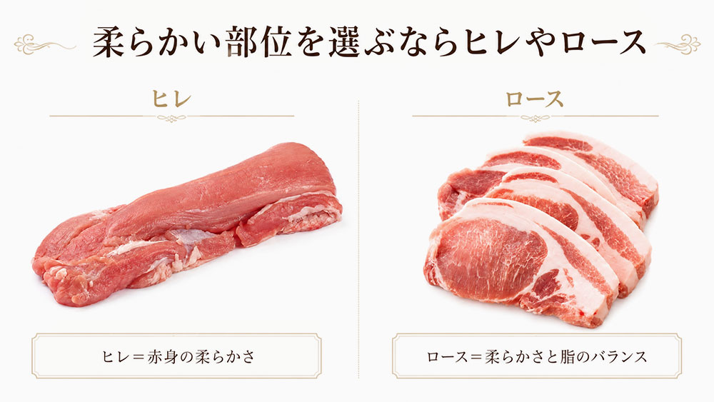 柔らかい部位を選ぶならヒレやロース