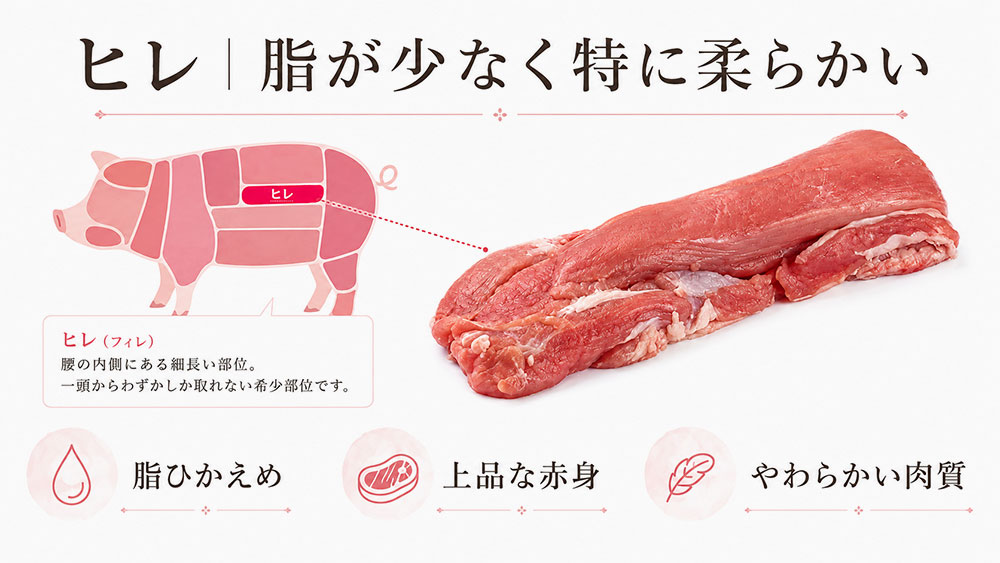ヒレ｜脂が少なく特に柔らかい