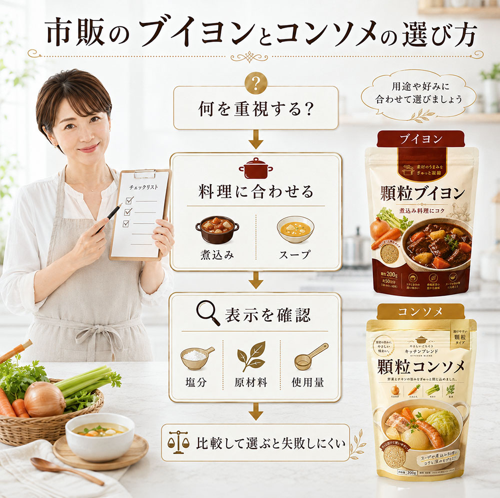 市販のブイヨンとコンソメの選び方